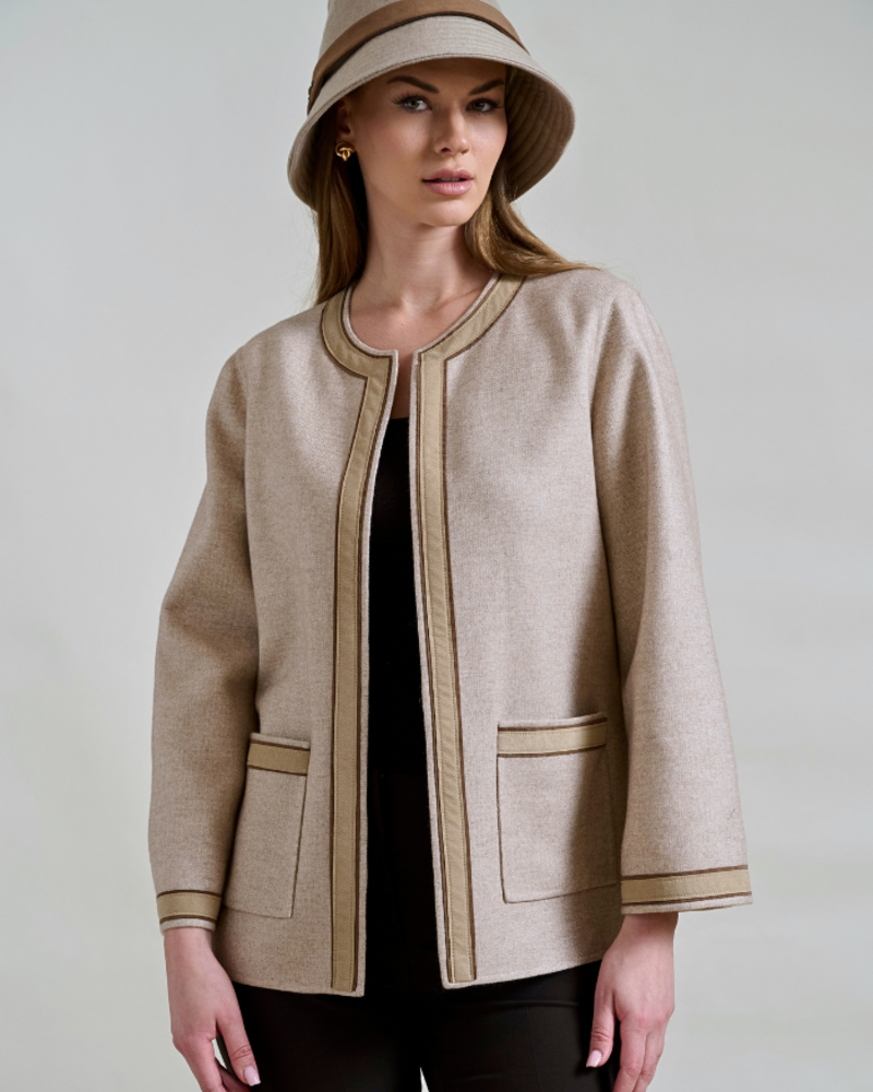 DOUBLE FACE CASHMERE & SILK JACKET W/ POCKETS : BEIGE