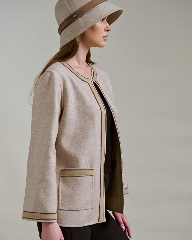 DOUBLE FACE CASHMERE & SILK JACKET W/ POCKETS : BEIGE