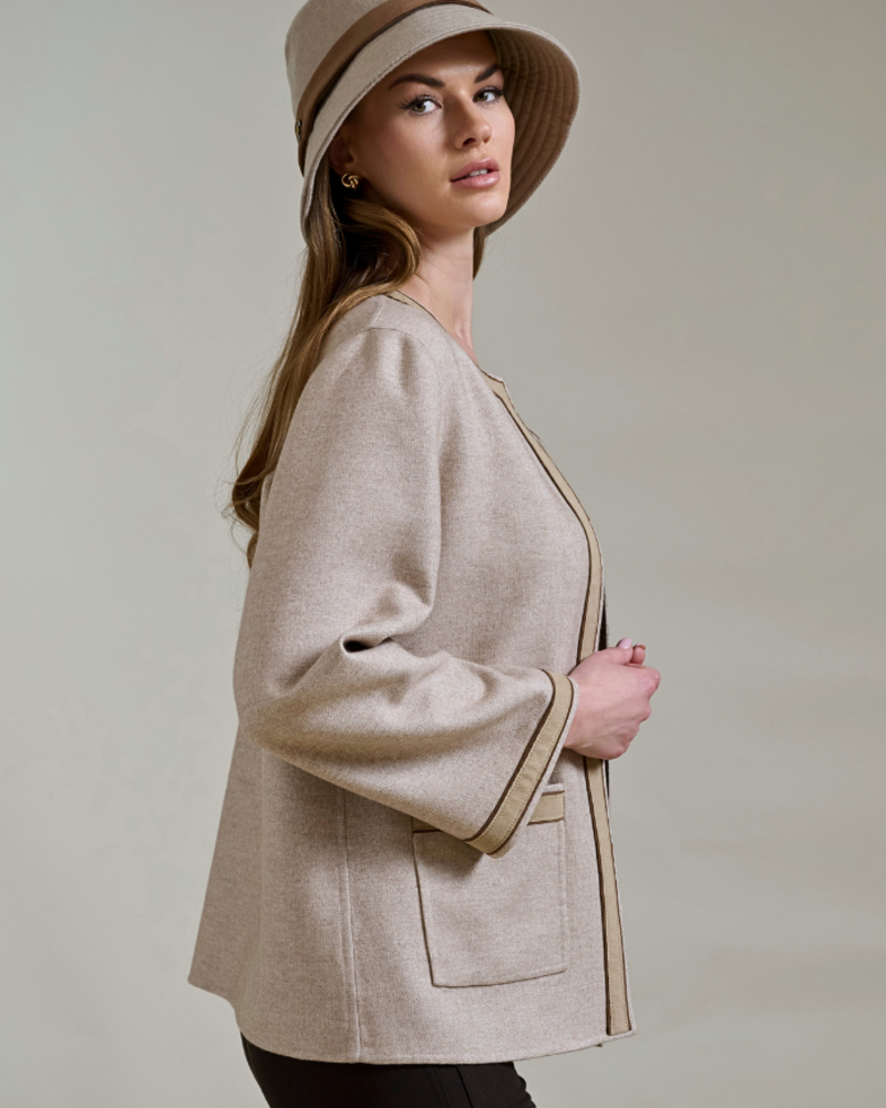 DOUBLE FACE CASHMERE & SILK JACKET W/ POCKETS : BEIGE