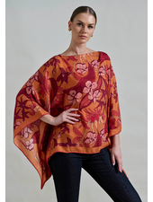 PRINTED CASHMERE PONCHO: ZANZIBAR: ORANGE