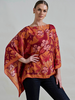 PRINTED CASHMERE PONCHO: ZANZIBAR: ORANGE