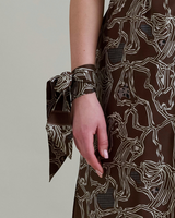 SILK TWILLY: WELLINGTON PRINT: CHOCOLATE- 32" x 3"