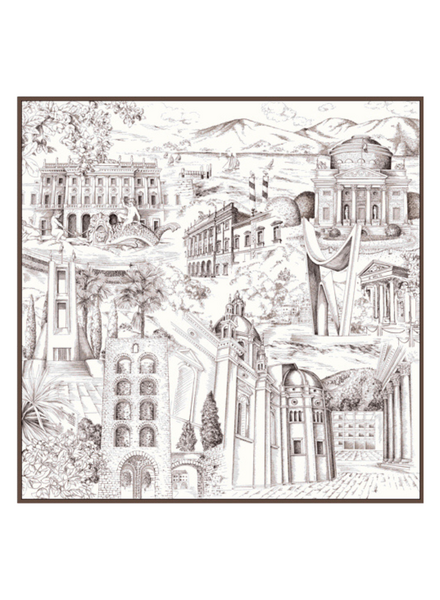 CASHMERE PRINTED SCARF: MODERN COMO: CHOC