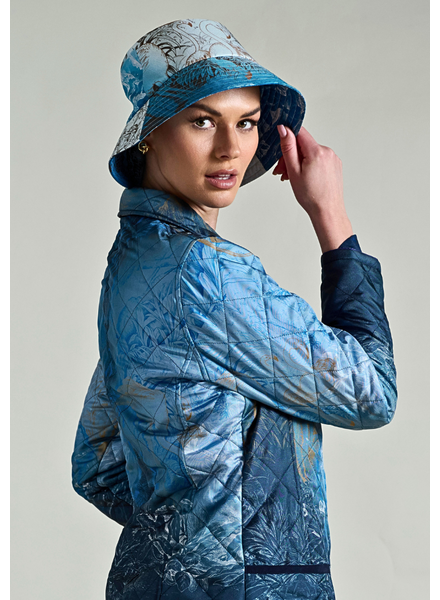 PRINTED COTTON  BUCKET HAT:SAFARI BLUE