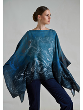 CASHMERE PRINTED PONCHO: SAFARI: BLUE