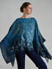 CASHMERE PRINTED PONCHO: SAFARI: BLUE