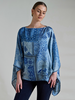 CASHMERE PRINTED PONCHO: SEVILLE: BLUE