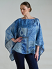 CASHMERE PRINTED PONCHO: SEVILLE: BLUE