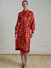 SILK SHIRT DRESS W/ LONG SLEEVES: ZANZIBAR ORANGE