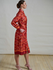 SILK SHIRT DRESS W/ LONG SLEEVES: ZANZIBAR ORANGE