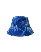 PRINTED SILK BUCKET HAT: CORSICA: BLUE