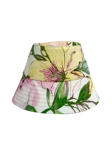 PRINTED COTTON BUCKET HAT: MARGARITA PINK