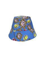 PRINTED COTTON BUCKET HAT: JEWELS: COBALT