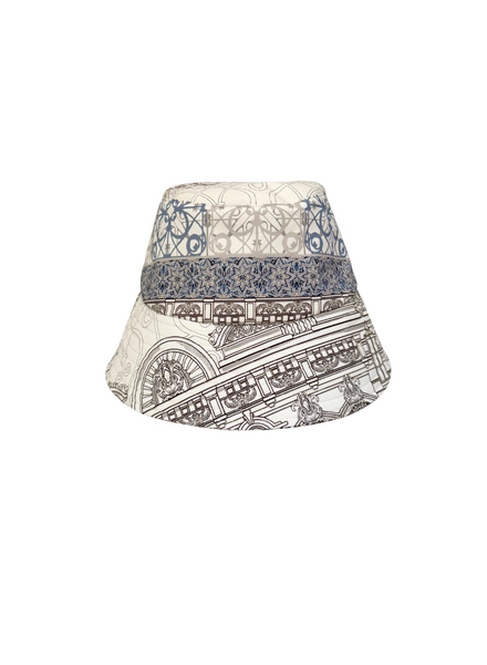 PRINTED SILK BUCKET HAT: SEVILLE IVORY