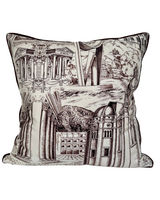 MODERN LAKE COMO SCARF PRINT PILLOW WITH SUEDE PIPING