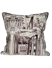 MODERN LAKE COMO SCARF PRINT PILLOW WITH SUEDE PIPING
