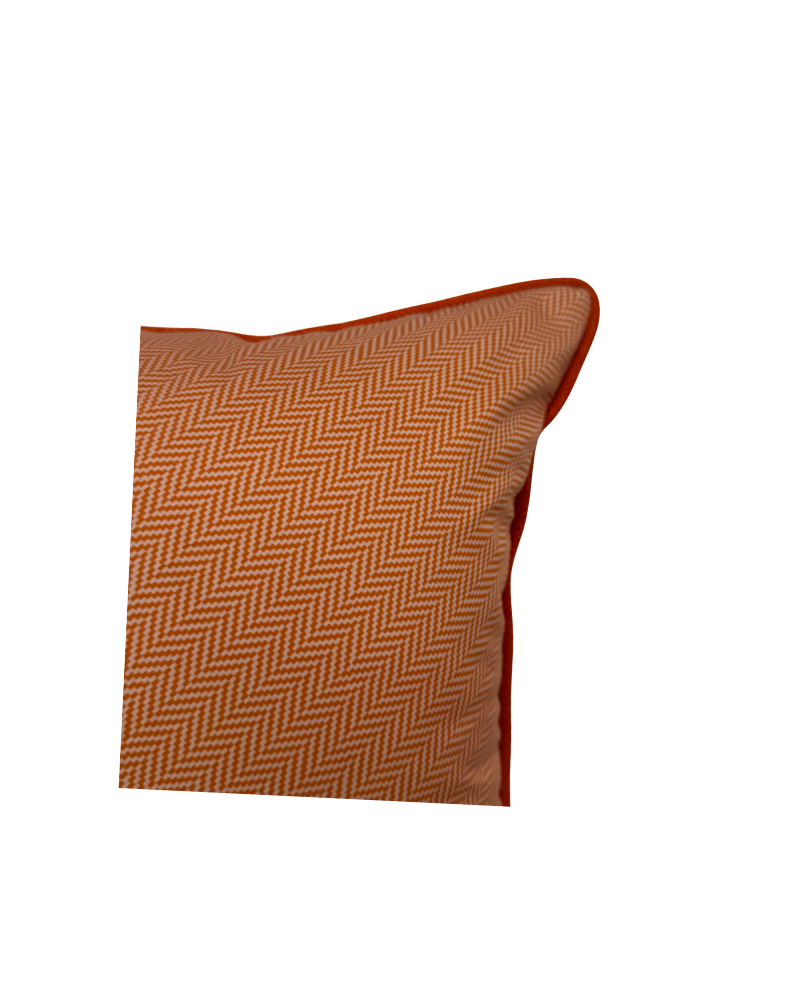 HERRINGBONE ORANGE AND SAND PILLOW