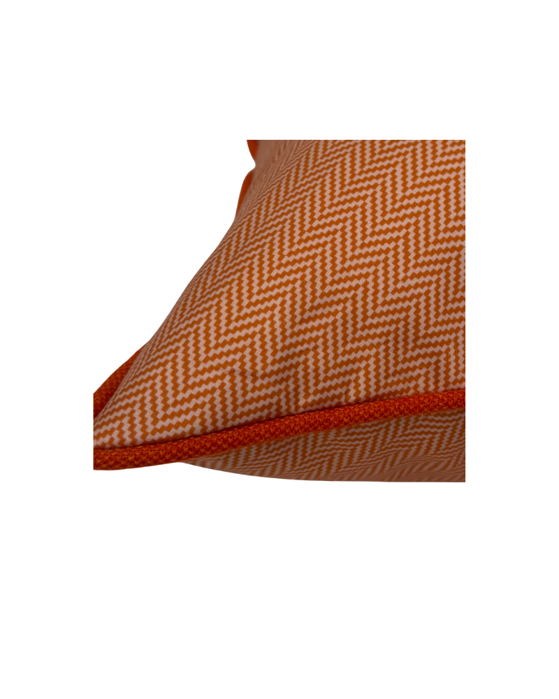 HERRINGBONE ORANGE AND SAND PILLOW