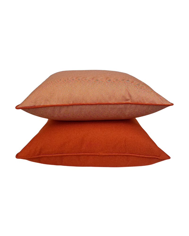 HERRINGBONE ORANGE AND SAND PILLOW