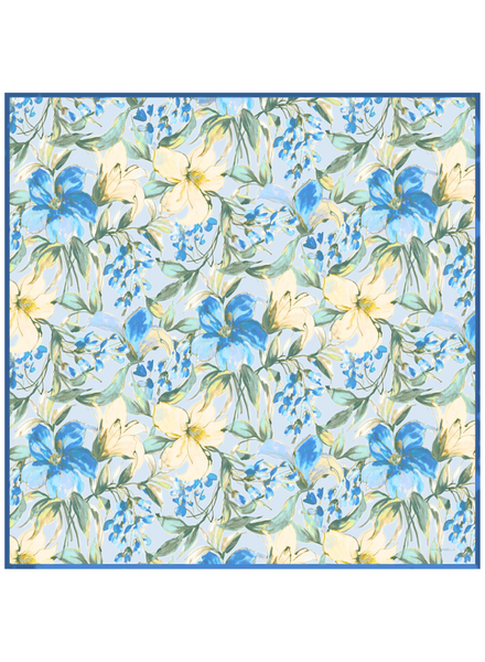 CASHMERE PRINTED SCARF: SICILY: BLUE