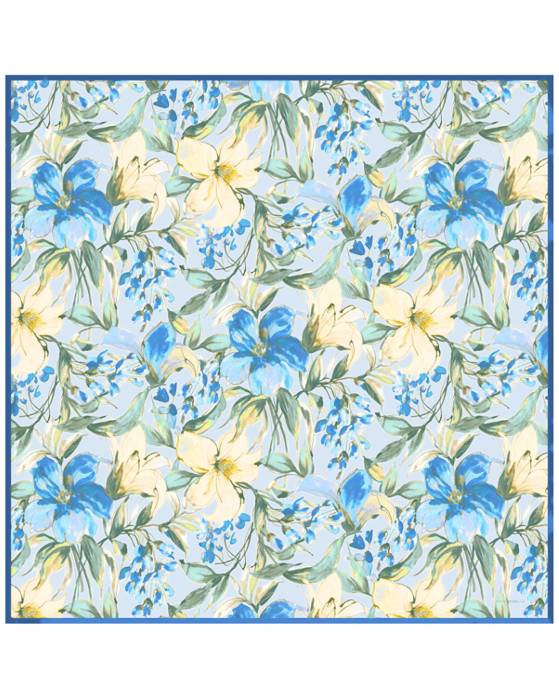 CASHMERE PRINTED SCARF: SICILY: BLUE