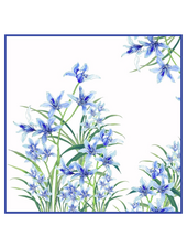 CASHMERE PRINTED SCARF: DANCING LADY FLOWERS: BLUE