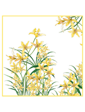 CASHMERE PRINTED SCARF: DANCING LADY FLOWERS: YELLOW