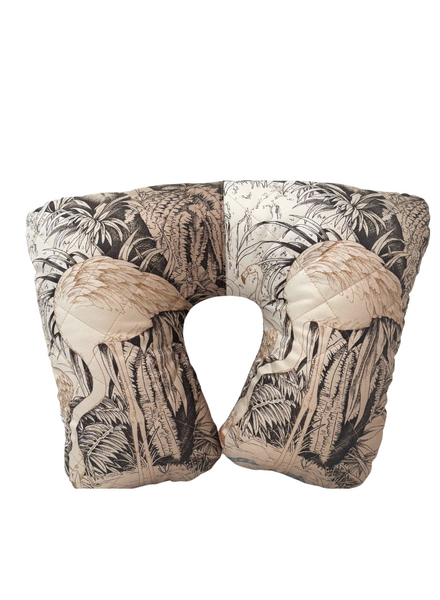 SILK SCARF QUILTED TRAVEL NECK PILLOW: SAFARI: BEIGE