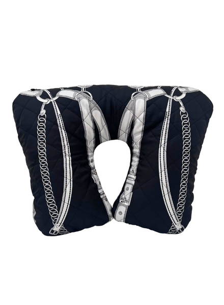 SILK SCARF QUILTED TRAVEL NECK PILLOW: LEXINGTON: BLACK
