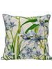 COTTON SCARF QUILTED PILLOW: DANCING LADY FLOWERS: LIGHT BLUE: 21"x 21"