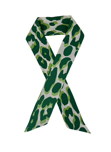 SILK TWILLY: LEOPARD PRINT GREEN- 32" x 3"