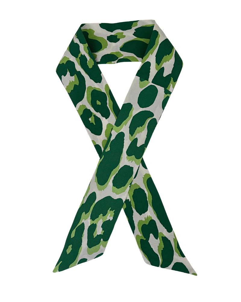 SILK TWILLY: LEOPARD PRINT GREEN- 32" x 3"
