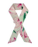 SILK TWILLY: TULIP PRINT AQUA AND PINK-32" x 3"