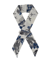 SILK TWILLY: JUNGLE PRINT BLUE- 32" x 3"