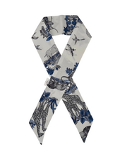 SILK TWILLY: JUNGLE PRINT BLUE- 32" x 3"