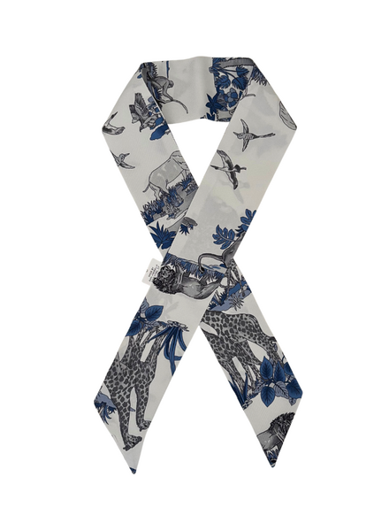SILK TWILLY: JUNGLE PRINT BLUE- 32" x 3"
