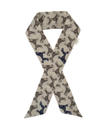 SILK TWILLY: POODLE PRINT GREY- 32" x 3