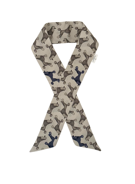 SILK TWILLY: POODLE PRINT GREY- 32" x 3