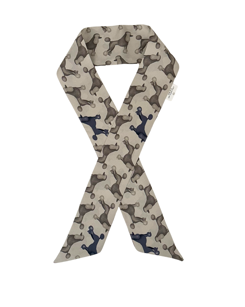 SILK TWILLY: POODLE PRINT GREY- 32" x 3