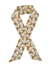 SILK TWILLY: POODLE PRINT GOLD -32" x 3