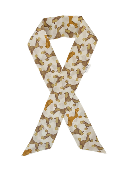 SILK TWILLY: POODLE PRINT GOLD -32" x 3