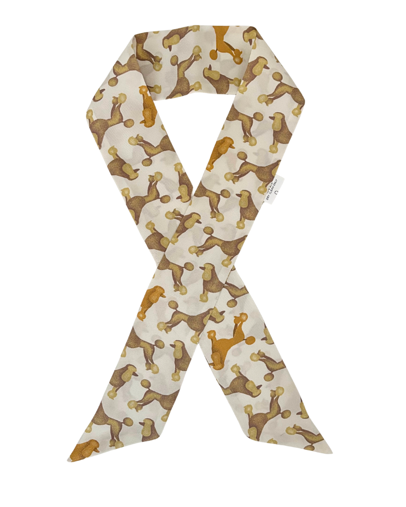 SILK TWILLY: POODLE PRINT GOLD -32" x 3