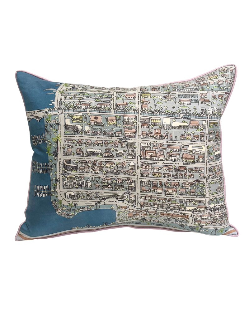 PALM BEACH BALTIC BLUE PRINT SCARF PILLOW 16X20
