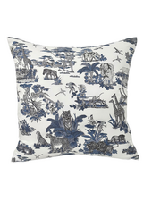 SILK QUILTED PILLOW: JUNGLE: BLUE