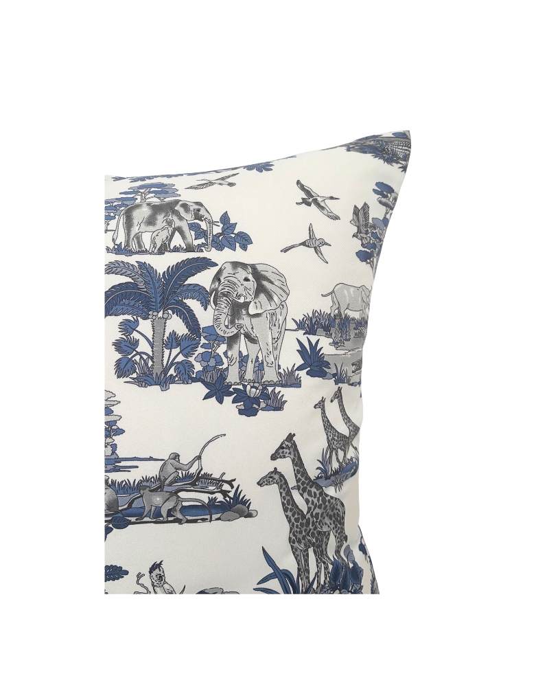 SILK QUILTED PILLOW: JUNGLE: BLUE