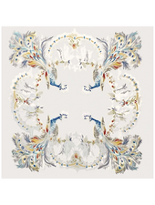 SILK JACQUARD PEACOCK PRINTED SCARF