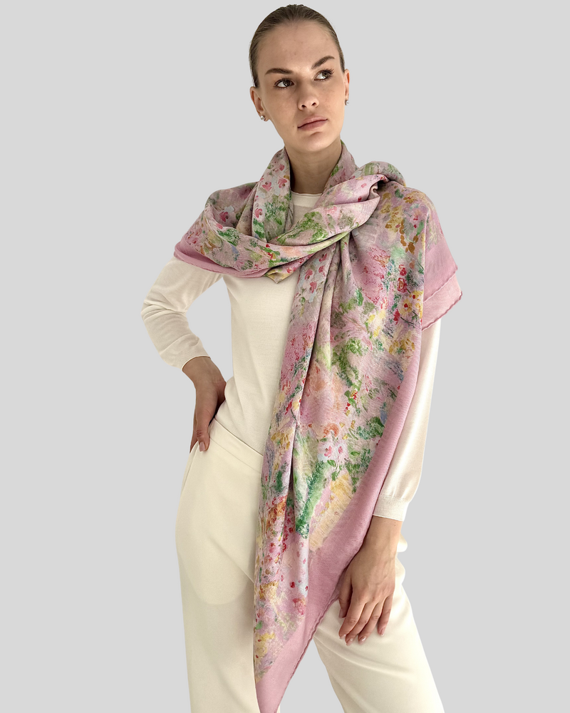 CASHMERE PRINTED SCARF: SPELLO: PINK