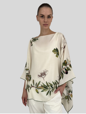 CASHMERE PRINTED PONCHO: OLIVES
