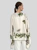 CASHMERE PRINTED PONCHO: OLIVES