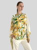 CASHMERE PRINTED PONCHO: DANCING LADY FLOWERS: YELLOW